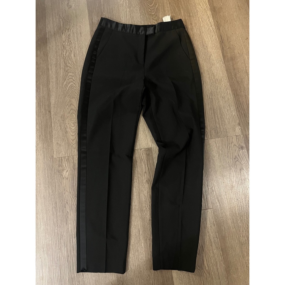 Zara Basic Black Tuxedo Pants Satin Stripe Trousers Size Small Made in Spain